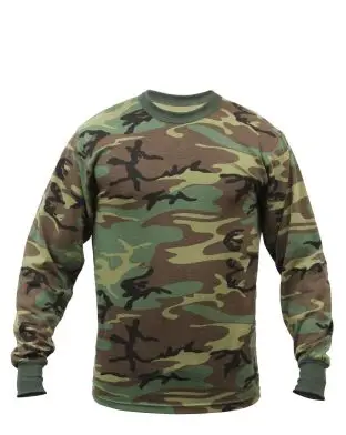 Rothco Long Sleeve Camouflage T-Shirt Kids Woodland - T-shirts